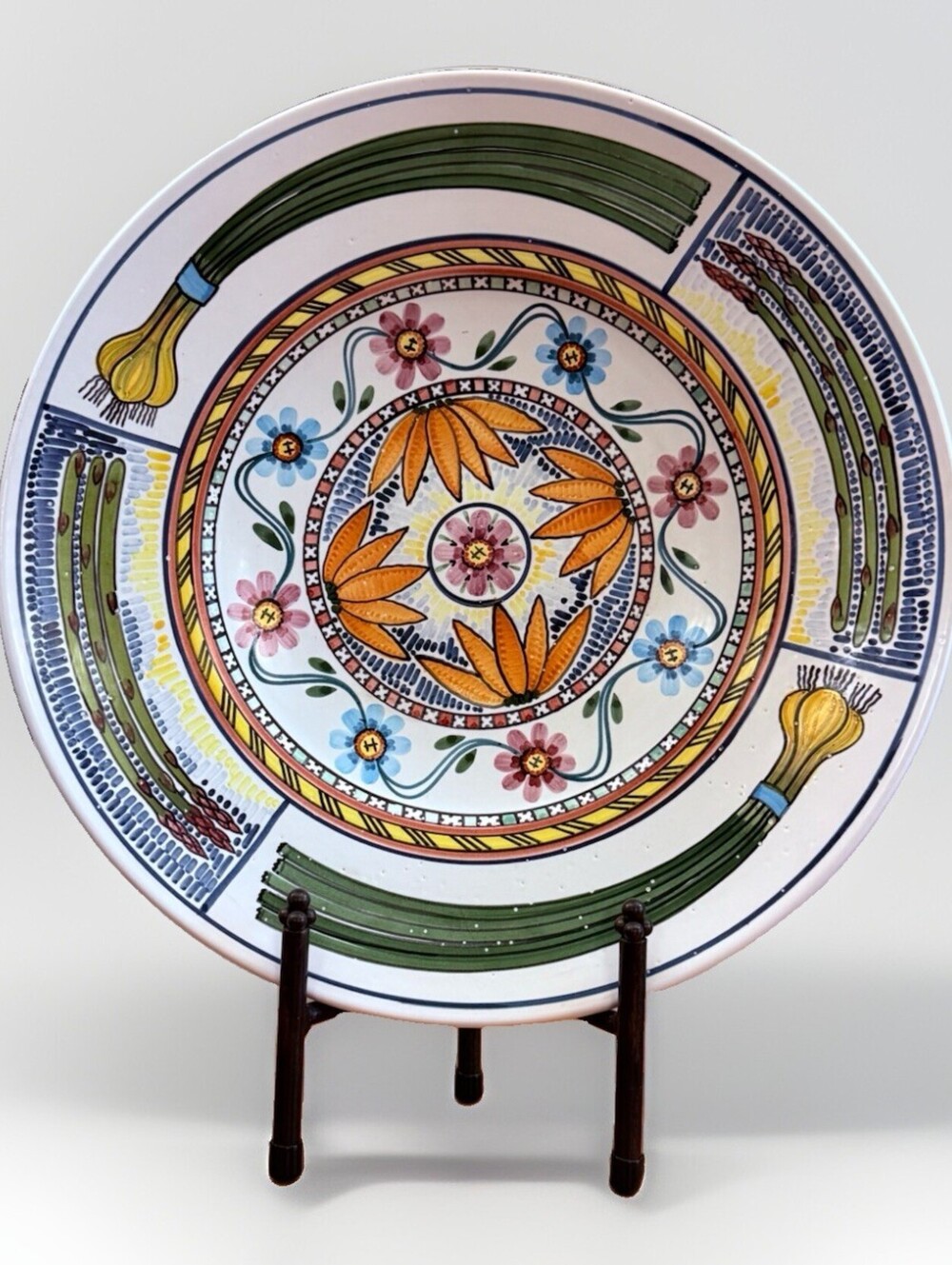 Vintage Authentic Connie Kiener Hand-Painted Ceramic Platter / Charger 16”